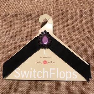 Lindsay Phillips Switch Flops Black w/ Purple